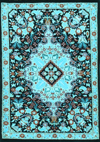 Medallion Light Blue Traditional Rug, tr2745lblu