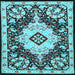 Square Medallion Light Blue Traditional Rug, tr2745lblu