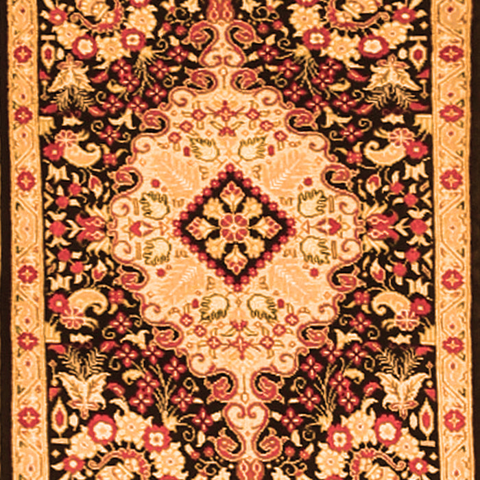 Serging Thickness of Machine Washable Medallion Orange Traditional Area Rugs, wshtr2745org