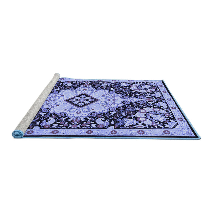 Sideview of Machine Washable Medallion Blue Traditional Rug, wshtr2745blu