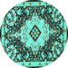 Round Medallion Turquoise Traditional Rug, tr2745turq