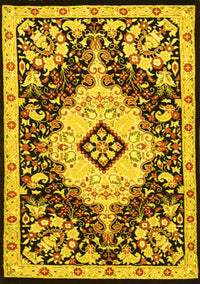 Medallion Yellow Traditional Rug, tr2745yw