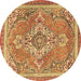 Round Persian Brown Traditional Rug, tr2746brn