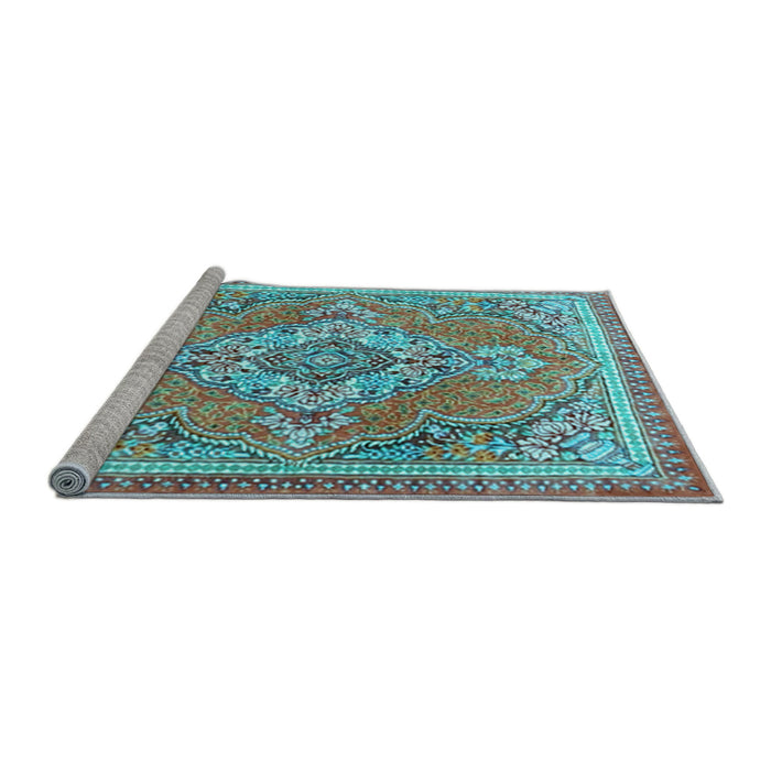 Sideview of Machine Washable Persian Light Blue Traditional Rug, wshtr2746lblu