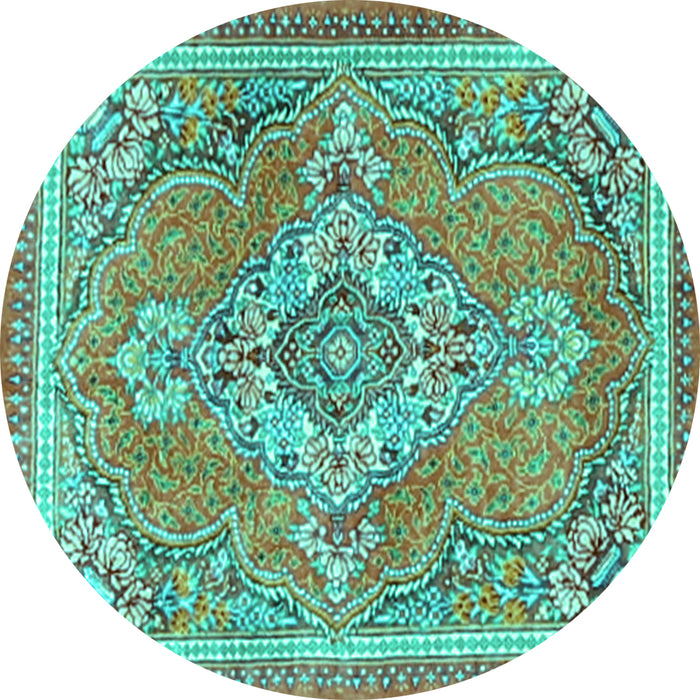 Round Persian Turquoise Traditional Rug, tr2746turq