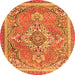 Square Persian Orange Traditional Rug, tr2746org