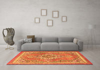 Machine Washable Persian Orange Traditional Rug, wshtr2746org