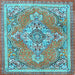 Square Machine Washable Persian Light Blue Traditional Rug, wshtr2746lblu