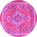 Round Persian Pink Traditional Rug, tr2746pnk