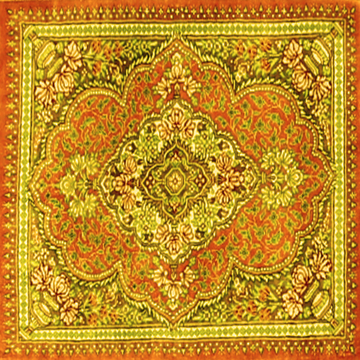 Square Machine Washable Persian Yellow Traditional Rug, wshtr2746yw
