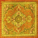 Square Machine Washable Persian Yellow Traditional Rug, wshtr2746yw