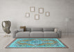 Machine Washable Persian Light Blue Traditional Rug in a Living Room, wshtr2746lblu