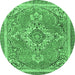 Round Persian Emerald Green Traditional Rug, tr2746emgrn