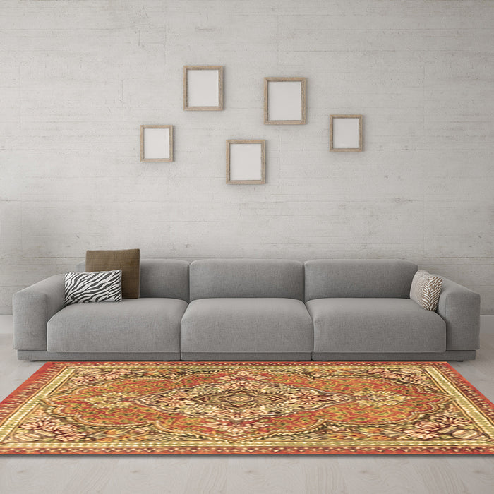 Machine Washable Persian Brown Traditional Rug in a Living Room,, wshtr2746brn