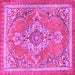 Square Machine Washable Persian Pink Traditional Rug, wshtr2746pnk