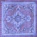 Square Machine Washable Persian Blue Traditional Rug, wshtr2746blu