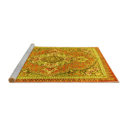 Sideview of Machine Washable Persian Yellow Traditional Rug, wshtr2746yw