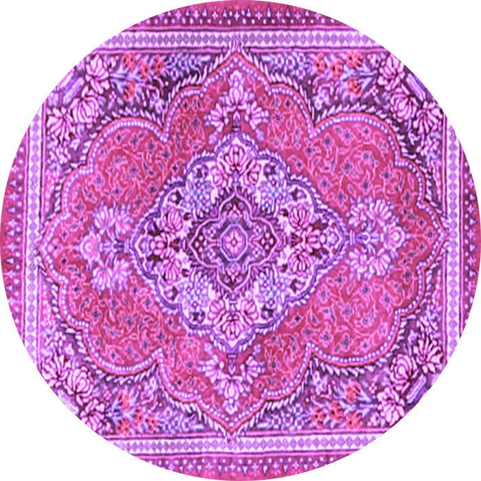 Round Machine Washable Persian Purple Traditional Area Rugs, wshtr2746pur