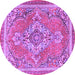 Round Machine Washable Persian Purple Traditional Area Rugs, wshtr2746pur