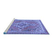 Sideview of Machine Washable Persian Blue Traditional Rug, wshtr2746blu