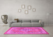 Machine Washable Persian Pink Traditional Rug in a Living Room, wshtr2746pnk