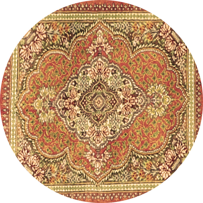 Round Machine Washable Persian Brown Traditional Rug, wshtr2746brn