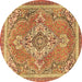 Round Machine Washable Persian Brown Traditional Rug, wshtr2746brn