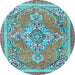 Round Persian Light Blue Traditional Rug, tr2746lblu