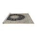 Sideview of Machine Washable Traditional Gray Rug, wshtr2747