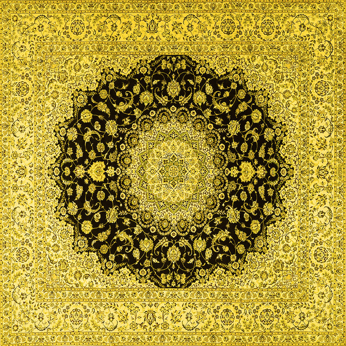 Square Medallion Yellow Traditional Rug, tr2747yw