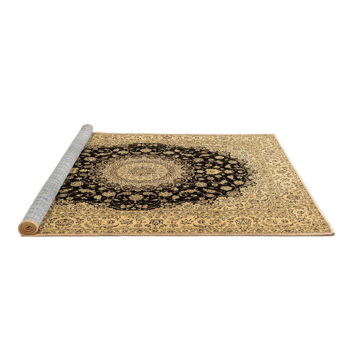 Sideview of Machine Washable Medallion Brown Traditional Rug, wshtr2747brn