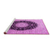 Sideview of Machine Washable Medallion Pink Traditional Rug, wshtr2747pnk