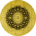 Round Medallion Yellow Traditional Rug, tr2747yw