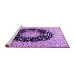 Sideview of Machine Washable Medallion Purple Traditional Area Rugs, wshtr2747pur