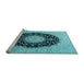 Sideview of Machine Washable Medallion Light Blue Traditional Rug, wshtr2747lblu