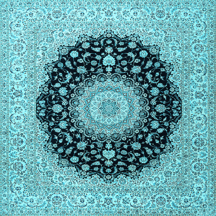 Square Medallion Light Blue Traditional Rug, tr2747lblu