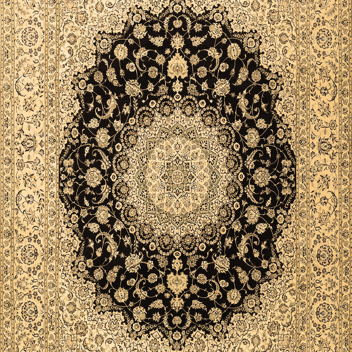 Machine Washable Medallion Brown Traditional Rug, wshtr2747brn
