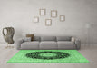 Machine Washable Medallion Emerald Green Traditional Area Rugs in a Living Room,, wshtr2747emgrn