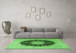 Machine Washable Medallion Green Traditional Area Rugs in a Living Room,, wshtr2747grn