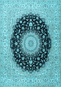 Medallion Light Blue Traditional Rug, tr2747lblu