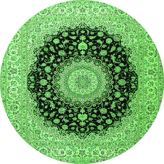 Square Medallion Green Traditional Rug, tr2747grn