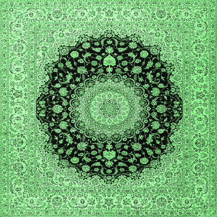 Square Medallion Emerald Green Traditional Rug, tr2747emgrn