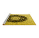 Sideview of Machine Washable Medallion Yellow Traditional Rug, wshtr2747yw