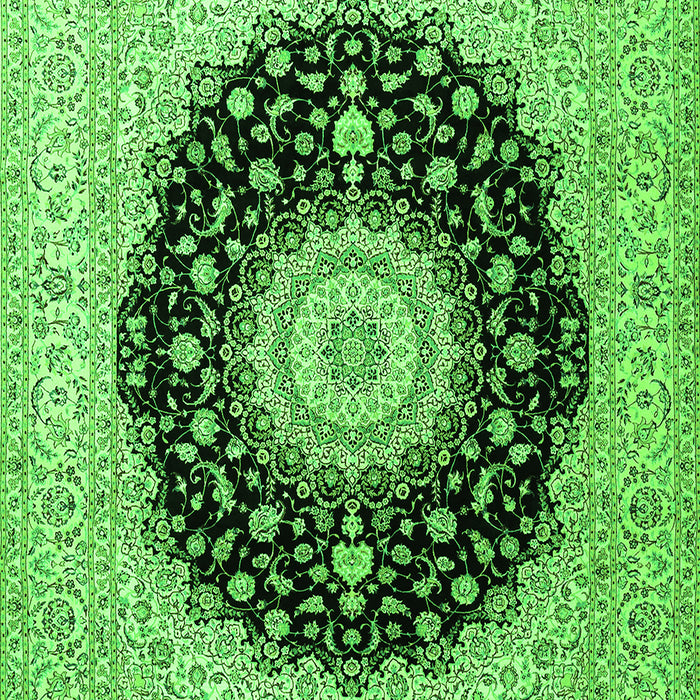 Serging Thickness of Machine Washable Medallion Green Traditional Area Rugs, wshtr2747grn