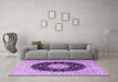 Machine Washable Medallion Purple Traditional Area Rugs in a Living Room, wshtr2747pur