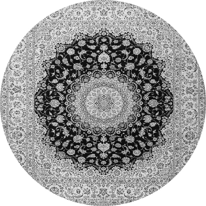 Machine Washable Medallion Gray Traditional Rug, wshtr2747gry