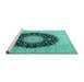 Sideview of Machine Washable Medallion Turquoise Traditional Area Rugs, wshtr2747turq