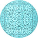 Round Machine Washable Persian Light Blue Traditional Rug, wshtr2748lblu