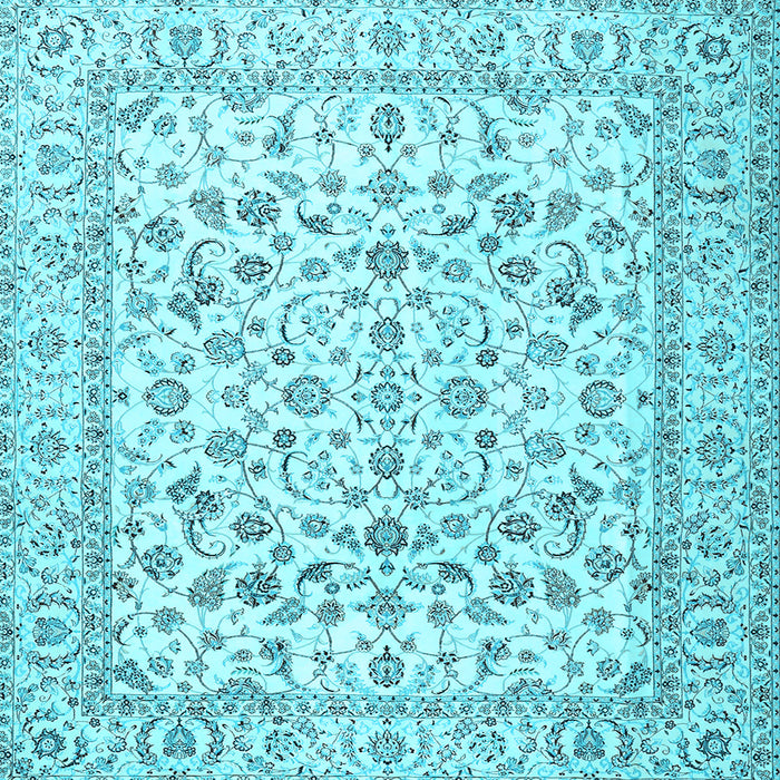 Square Machine Washable Persian Light Blue Traditional Rug, wshtr2748lblu