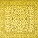 Square Machine Washable Persian Yellow Traditional Rug, wshtr2748yw